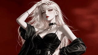 酷飒金发黑衣少女