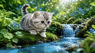 溪畔萌猫