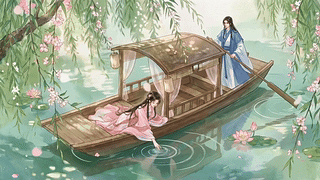 春柳花下泛舟行