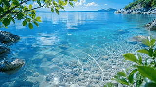 清透夏日海湾风光