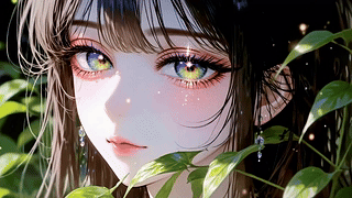 绿意间的光影少女