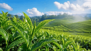 清新茶山晨露
