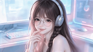 小清新耳机萌妹