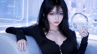 紫调赛博风冷艳少女