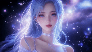 梦幻蓝发光影少女