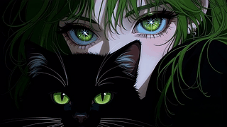 绿眸少女与黑猫