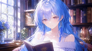 书房午后的紫发少女