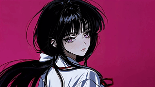 清冷紫瞳黑发少女