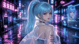 赛博都市蓝发少女