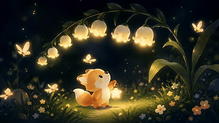 夜幕林间提灯小狐狸