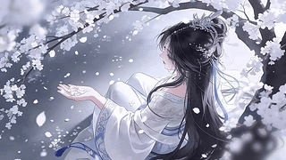 接花瓣的少女
