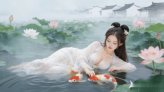 美女戏水