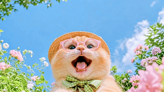 花丛里的可爱猫咪
