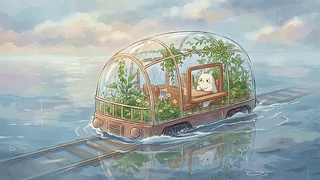 水上玻璃花房小车