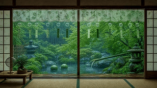 绿窗风铃庭院