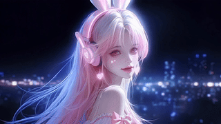 粉发兔耳霓虹少女