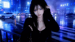 雨夜都市冷艳少女