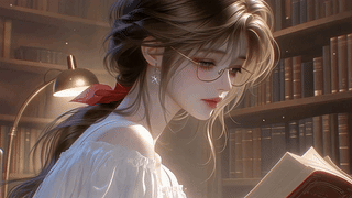 午后书房阅读的少女