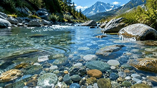 清澈山间溪流