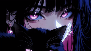 紫眸少女与黑猫
