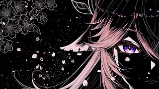 粉发樱花少女侧影