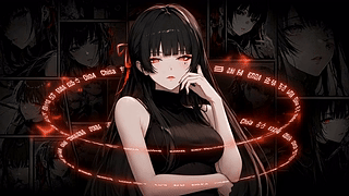 暗调红瞳黑发少女