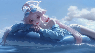 晴日海边慵懒少女