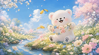 春日花环小白熊