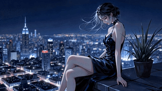 都市夜色天台少女