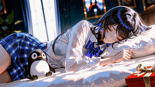窗边卧榻的紫眸少女