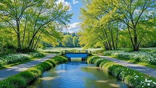 春日绿野清溪