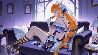 午后闲坐的橙发少女
