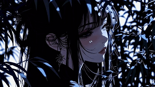 竹影幽夜少女