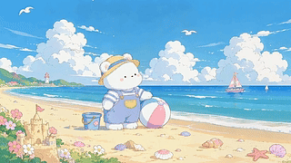 夏日沙滩小熊