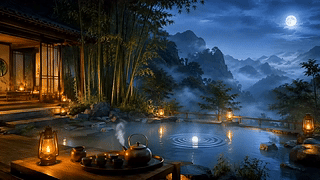 圆月高山云雾