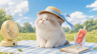 草帽慵懒小猫