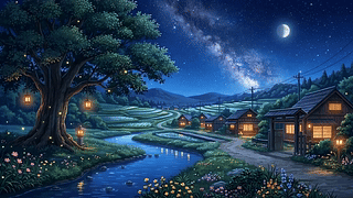 宁静的田园夜景