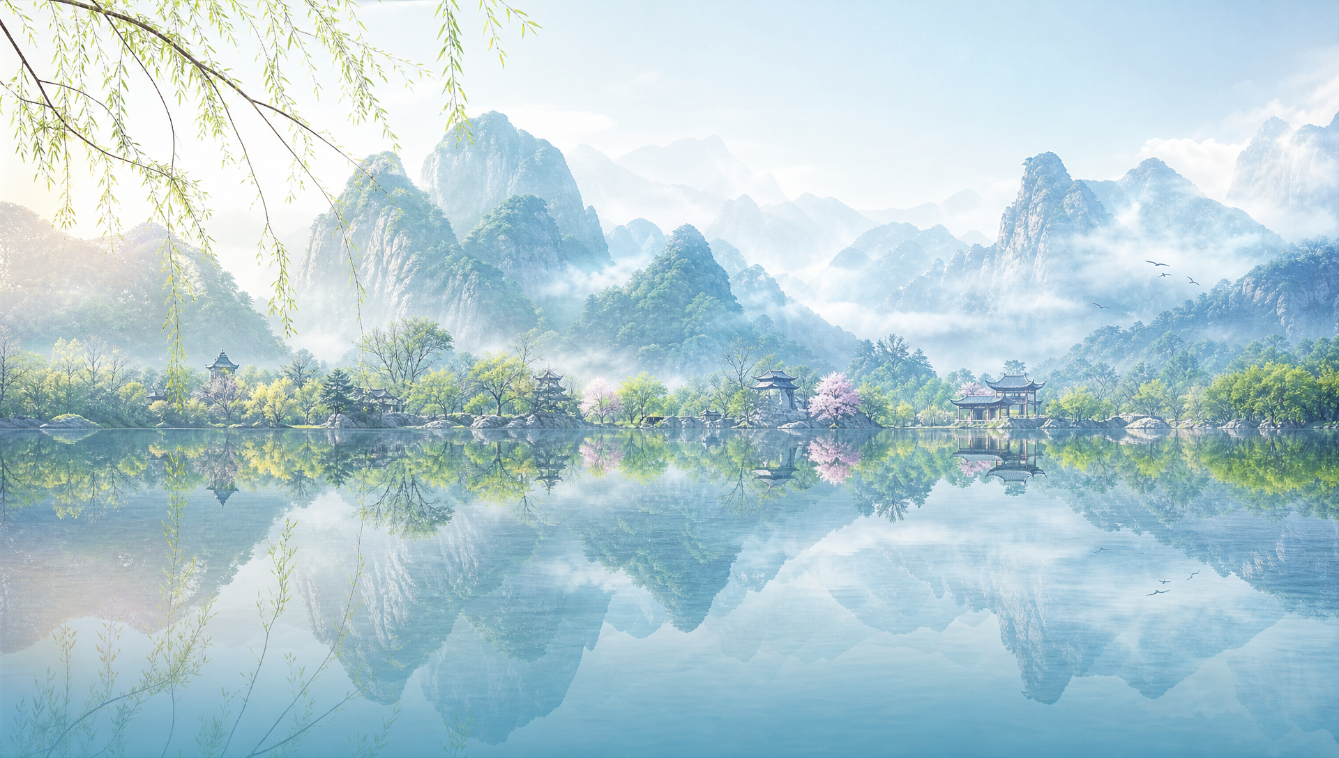 湖面倒影