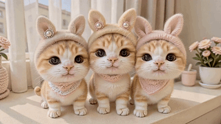 窗边软萌三只小猫