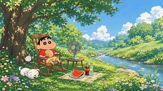 惬意夏日溪边纳凉