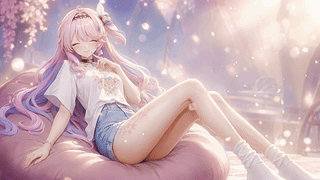 柔光下的粉发少女