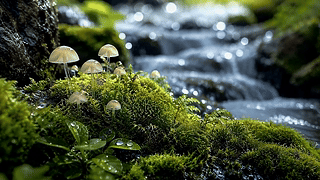 溪畔青苔小蘑菇