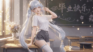 毕业季清甜双马尾少女