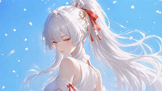 晴空下的白发少女绯雪