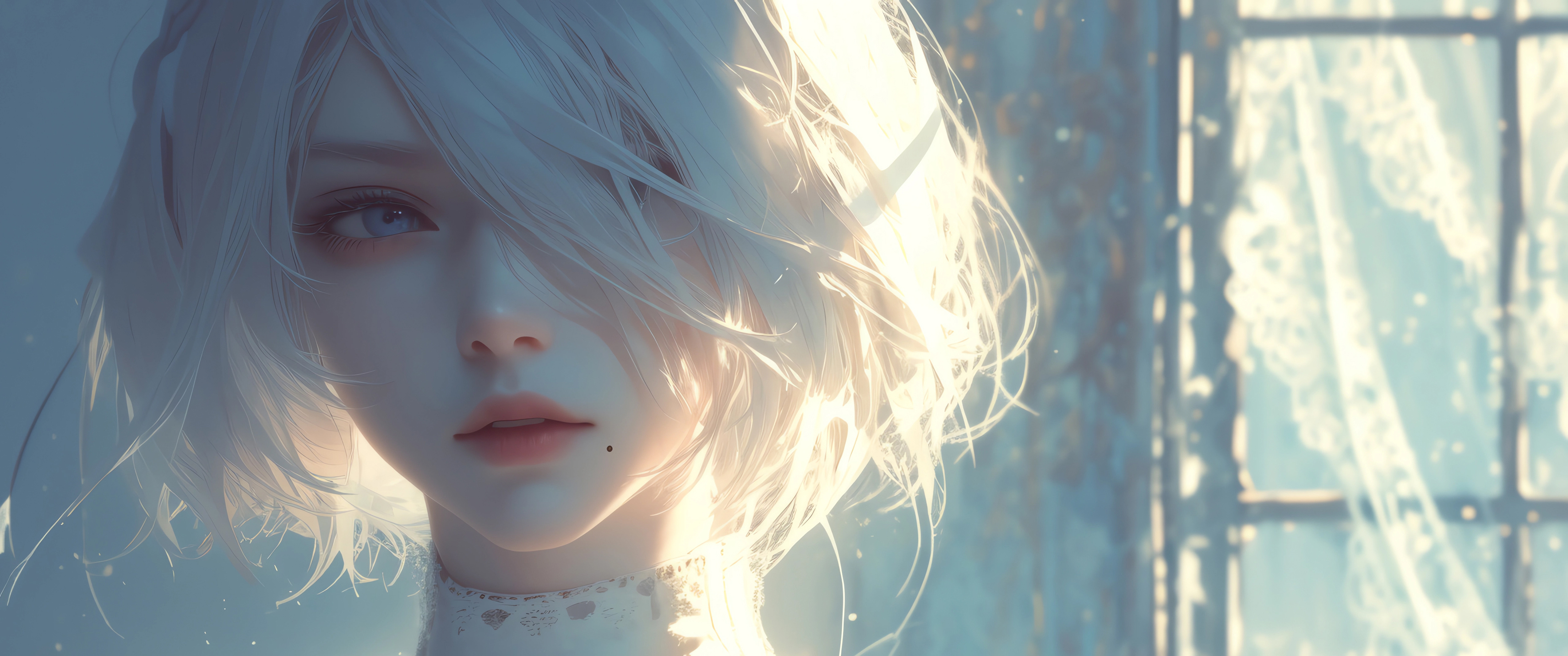 2b 窗 光影 高清带鱼屏壁纸3440x1440
