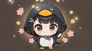 可爱Q版企鹅头套少女