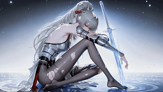 银发机甲女剑士休憩
