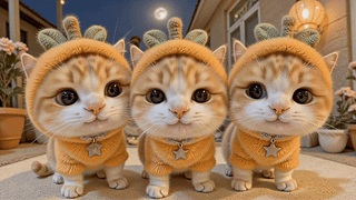 三只软萌橘猫排排坐