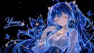 幽蓝荧光线条少女与灵狐