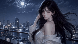 月夜都市天台少女